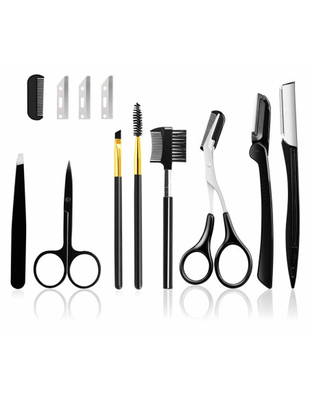 Set de 11 instrumente profesionale pentru modelarea sprancenelor si a genelor