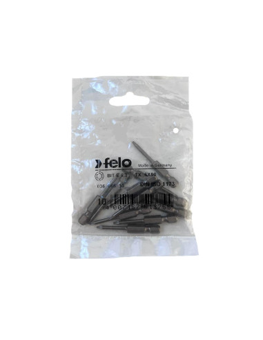 Set 10 biti Felo, seria Industrial profil Torx, E6.3, TX6, 50mm