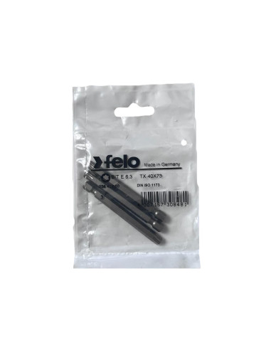 Set 3 biti Felo, seria Industrial profil Torx, E6.3, TX40, 73mm
