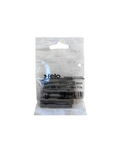 Set 10 biti Felo, seria Industrial profil Torx, E6.3, TX30, 50mm