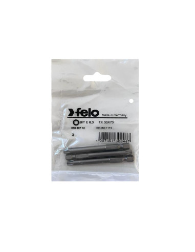 Set 3 biti Felo, seria Industrial profil Torx, E6.3, TX30, 73mm