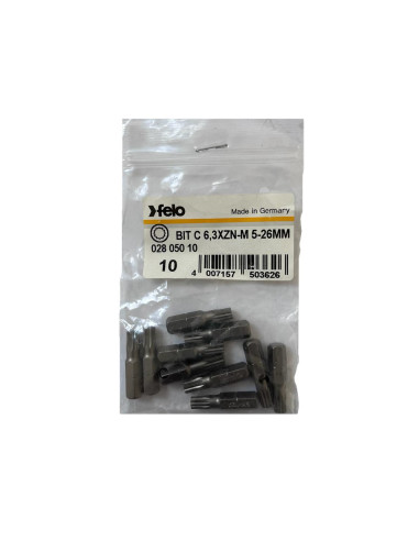 Set 10 biti Felo, seria Industrial profil XZN, C6.3, M5, 25mm