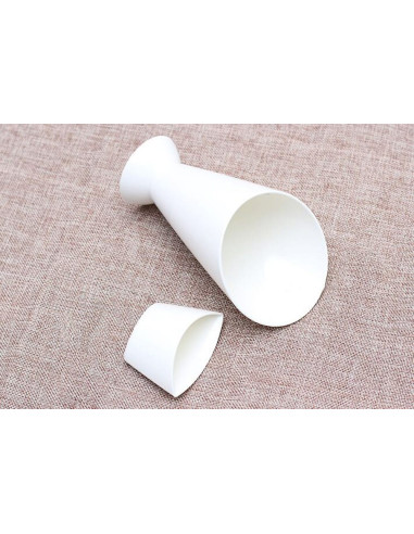 Con pentru servire gustari si suport pentru sosuri, Alb, 16.5 x 10 cm