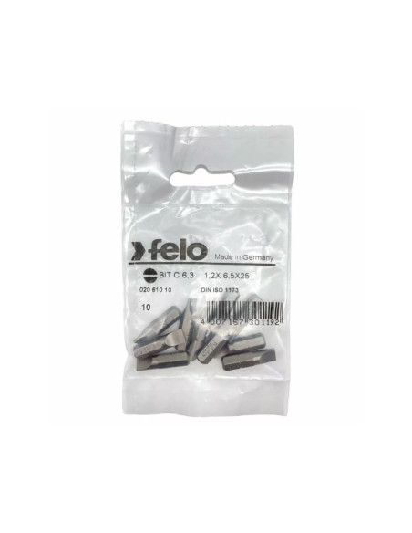 Set 10 biti Felo, seria Industrial profil Drept, C6.3, 6.5x1.2mm, 25mm