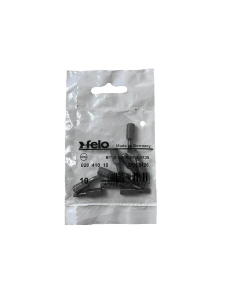 Set 10 biti Felo, seria Industrial profil Drept, C6.3, 4.0x0.8mm, 25mm