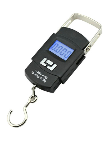 Cantar Electronic cu Carlig de Buzunar, Greutate maxima 50 Kg, Functie HOLD, Negru