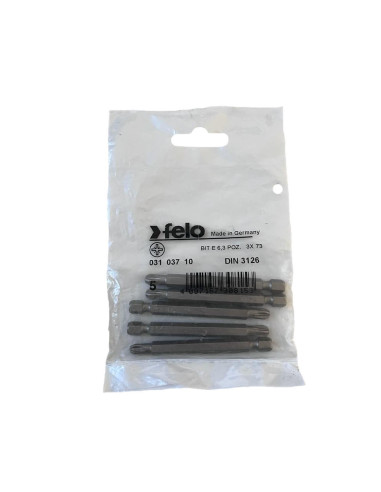 Set 5 biti Felo, seria Industrial profil Pozidrive, E6.3, PZ3, 73mm