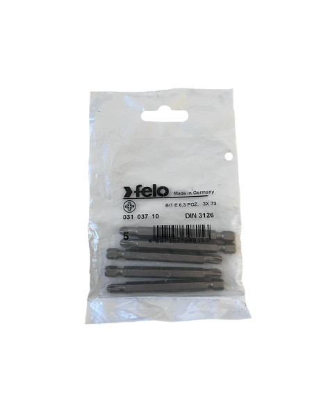Set 5 biti Felo, seria Industrial profil Pozidrive, E6.3, PZ3, 73mm
