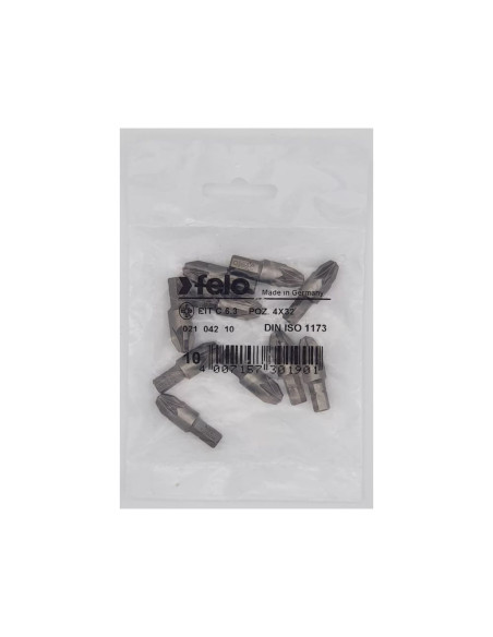 Set 10 biti Felo, seria Industrial profil Pozidrive, C6.3, PZ4, 32mm