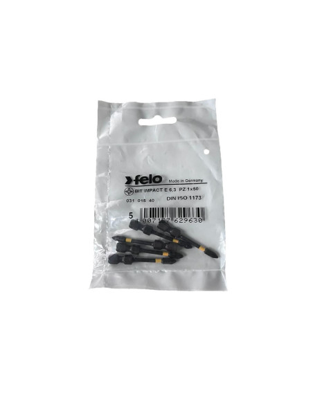 Set 5 biti Felo, seria Impact profil Pozidrive, E6.3, PZ1, 50mm