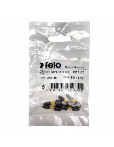 Set 5 biti Felo, seria Impact profil Pozidrive, C6.3, PZ1, 25mm