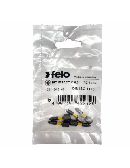 Set 5 biti Felo, seria Impact profil Pozidrive, C6.3, PZ1, 25mm