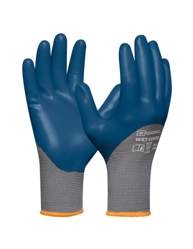 Gebol 729513_11, Manusi de protectie Wet Guard Blue, din poliester, acoperire cu spuma de nitril, rezistente la ulei si apa, uz 