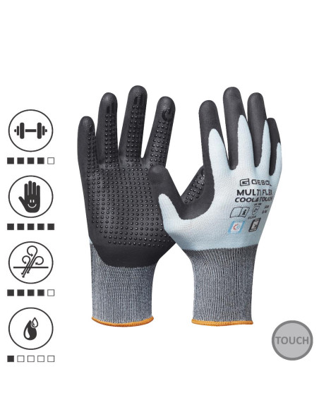 Gebol 709375_T, Manusi de protectie Multi Flex Cool and Touch, din nylon si spandex, acoperire din spuma de nitril, uz profesion