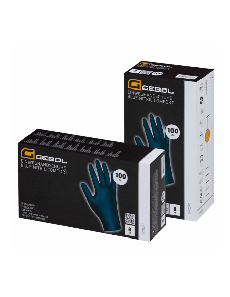 Gebol 709664, Set 100 de manusi de protectie Blue Nitril Comfort, din nitril, calitate superioara, extra subtiri, marimea 10/XL