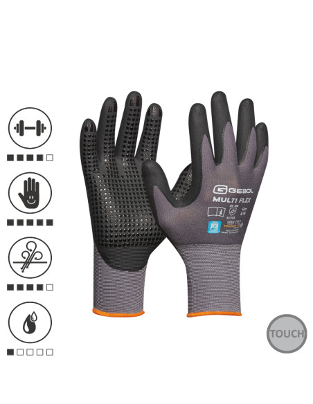 Gebol 709279, Manusi de protectie Multi Flex, din nylon si spandex, acoperire din spuma de nitril, uz profesional, marimea 11/XX