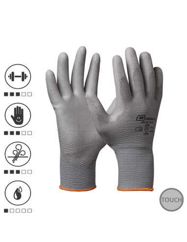 Gebol 709242G, Manusi de protectie Micro Flex, din poliester, acoperire din poliuretan, uz profesional, marimea 8/M