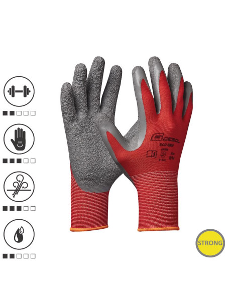 Gebol 709691, Manusi de protectie Eco Grip, din poliester, acoperire din latex cu textura striata, uz profesional, marimea 10/XL