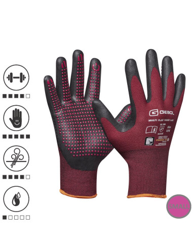 Gebol 709974_T, Manusi de protectie Multi Flex Touch Lady, din nylon, acoperire din spuma de nitril, uz profesional, marimea 6/X