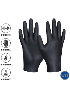 Gebol 709630, Set 80 de manusi de protectie Black Nitril Ultra Strong, din nitril, calitate superioara, nepudrate, marimea 8/M