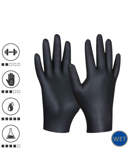 Gebol 709635_XL, Set 100 de manusi de protectie Black Nitril Eco, din nitril, nepudrate, marimea 10/XL