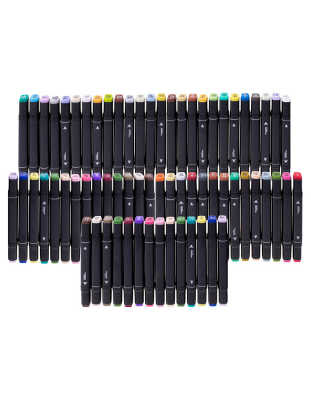 Set 48 Markere cu 2 Capete si Geanta de Depozitare, Contin Alcool, 15 cm, Multicolor, 14 x 11 x 17.5 cm