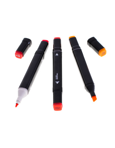 Set 48 Markere cu 2 Capete si Geanta de Depozitare, Contin Alcool, 15 cm, Multicolor, 14 x 11 x 17.5 cm