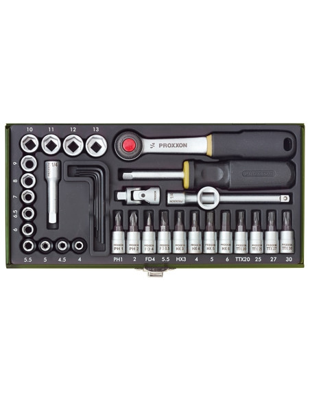Trusa de biti si chei tubulare pentru ingineri, Proxxon 23080, 1/4", 36 buc