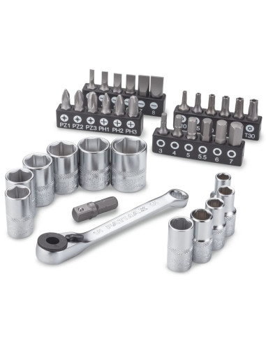 Stanley FMMT19101-0, trusa 37 piese Fatmax, chei tubulare si biti 1/4, clichet 60 de dinti, compatibilitate Pro-Stack
