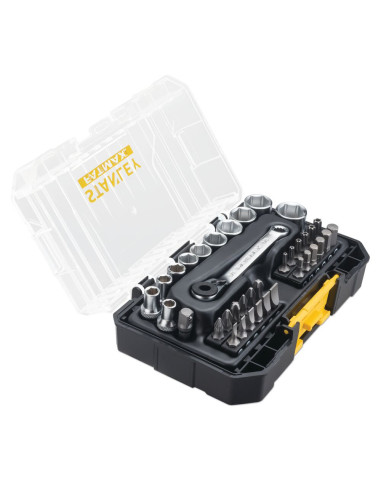 Stanley FMMT19101-0, trusa 37 piese Fatmax, chei tubulare si biti 1/4, clichet 60 de dinti, compatibilitate Pro-Stack