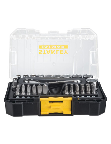Stanley FMMT19101-0, trusa 37 piese Fatmax, chei tubulare si biti 1/4, clichet 60 de dinti, compatibilitate Pro-Stack