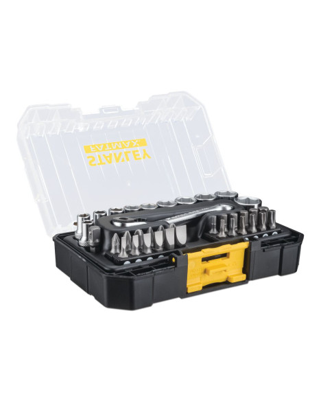 Stanley FMMT19101-0, trusa 37 piese Fatmax, chei tubulare si biti 1/4, clichet 60 de dinti, compatibilitate Pro-Stack