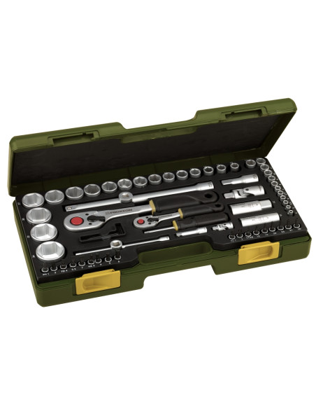 Trusa completa cu chei tubulare, Proxxon 23286, 1/4" si 1/2", 65 piese