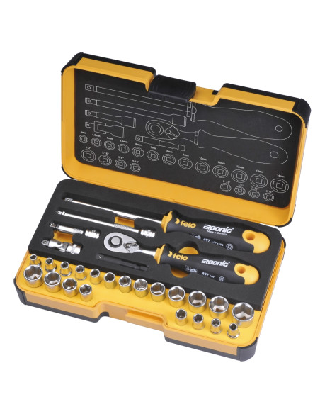 Trusa chei tubulare si accesorii Felo R-GO, 1/4", 27 piese