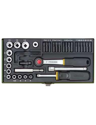 Trusa de biti si chei tubulare, Proxxon 23070, 1/4", 39 buc