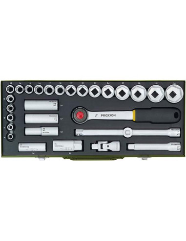 Trusa chei tubulare in cutie de metal, Proxxon 23000, 1/2", 29 buc