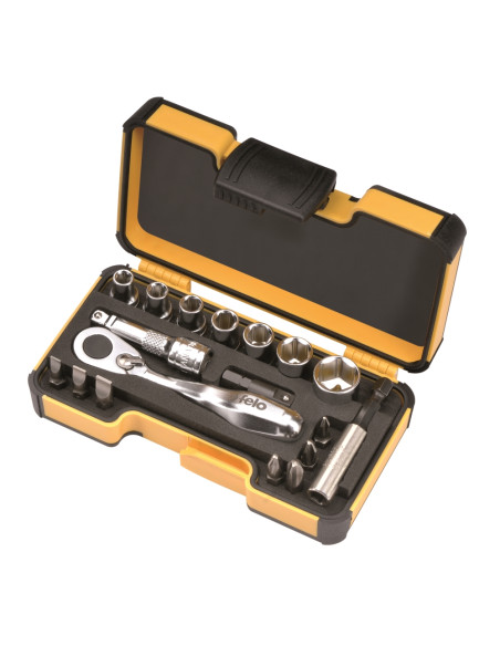 Trusa chei tubulare si biti, XS StrongBox, Felo, 1/4", 18 piese