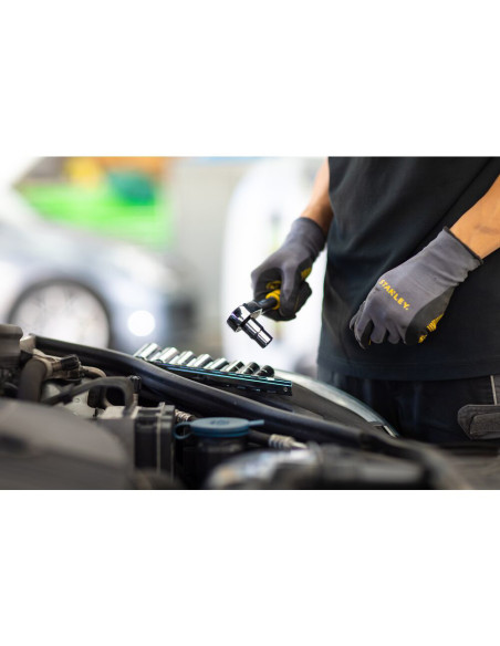 Stanley STMT82670-0, Set clichet 3/8", 72 dinti, 10 tubulare bihexagonale 8-17mm, eliberare rapida, maner bimaterial