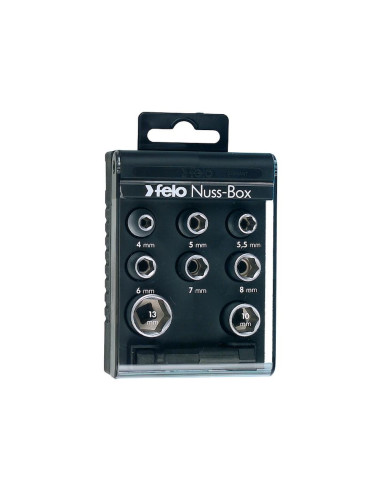 Felo 5798106, Set chei tubulare Nuss-Box 1/4", HEX 4-13mm, include adaptor, 9 piese