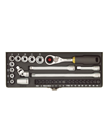 Trusa de biti si chei tubulare pentru ingineri, Proxxon 23078, 1/4", 32 buc