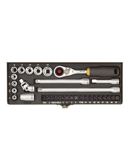 Trusa de biti si chei tubulare pentru ingineri, Proxxon 23078, 1/4", 32 buc