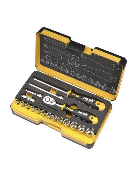 Trusa chei tubulare si accesorii Felo R-GO, 1/4", 19 piese