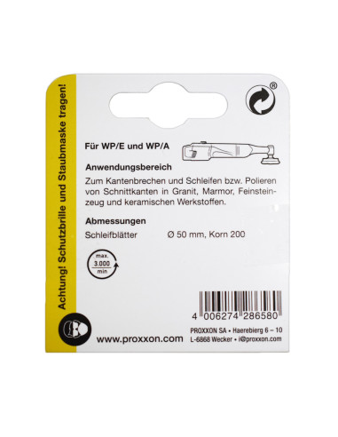 Proxxon 28658, Set 3 discuri diamantate pentru slefuire si lustruire, GR200, diametru 50mm, pentru WP/A si WP/E