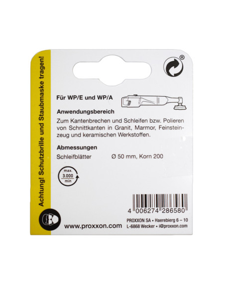 Proxxon 28658, Set 3 discuri diamantate pentru slefuire si lustruire, GR200, diametru 50mm, pentru WP/A si WP/E