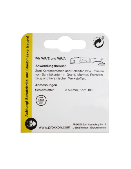Proxxon 28657, Set 3 discuri diamantate pentru slefuire si lustruire, GR100, diametru 50mm, pentru WP/A si WP/E