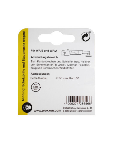 Proxxon 28656, Set 3 discuri diamantate pentru slefuire si lustruire, GR50, diametru 50mm, pentru WP/A si WP/E