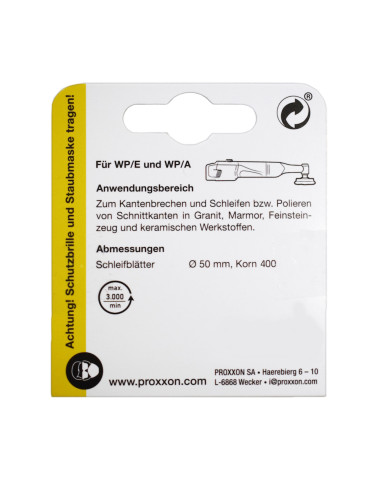 Proxxon 28659, Set 3 discuri diamantate pentru slefuire si lustruire, GR400, diametru 50mm, pentru WP/A si WP/E