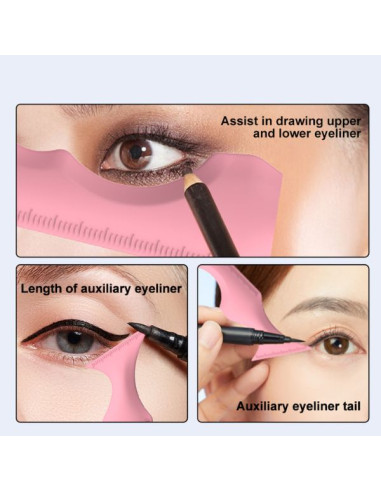 Sablon multifunctional 5 in 1 Eyeline din silicon pentru makeup ochi, fata, sprancene, buze, 149.4&21541.4&2158 mm, Roz