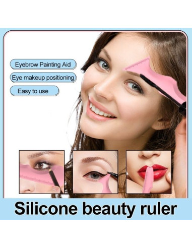 Sablon multifunctional 5 in 1 Eyeline din silicon pentru makeup ochi, fata, sprancene, buze, 149.4&21541.4&2158 mm, Roz