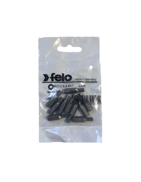 Set 10 biti Felo, seria Industrial profil HEX, C6.3, HX4.0, 25mm